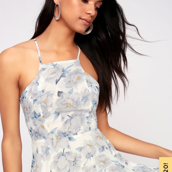 🌸 High Neck Lulus floral fit and flare dress- New - Picture 2 of 11